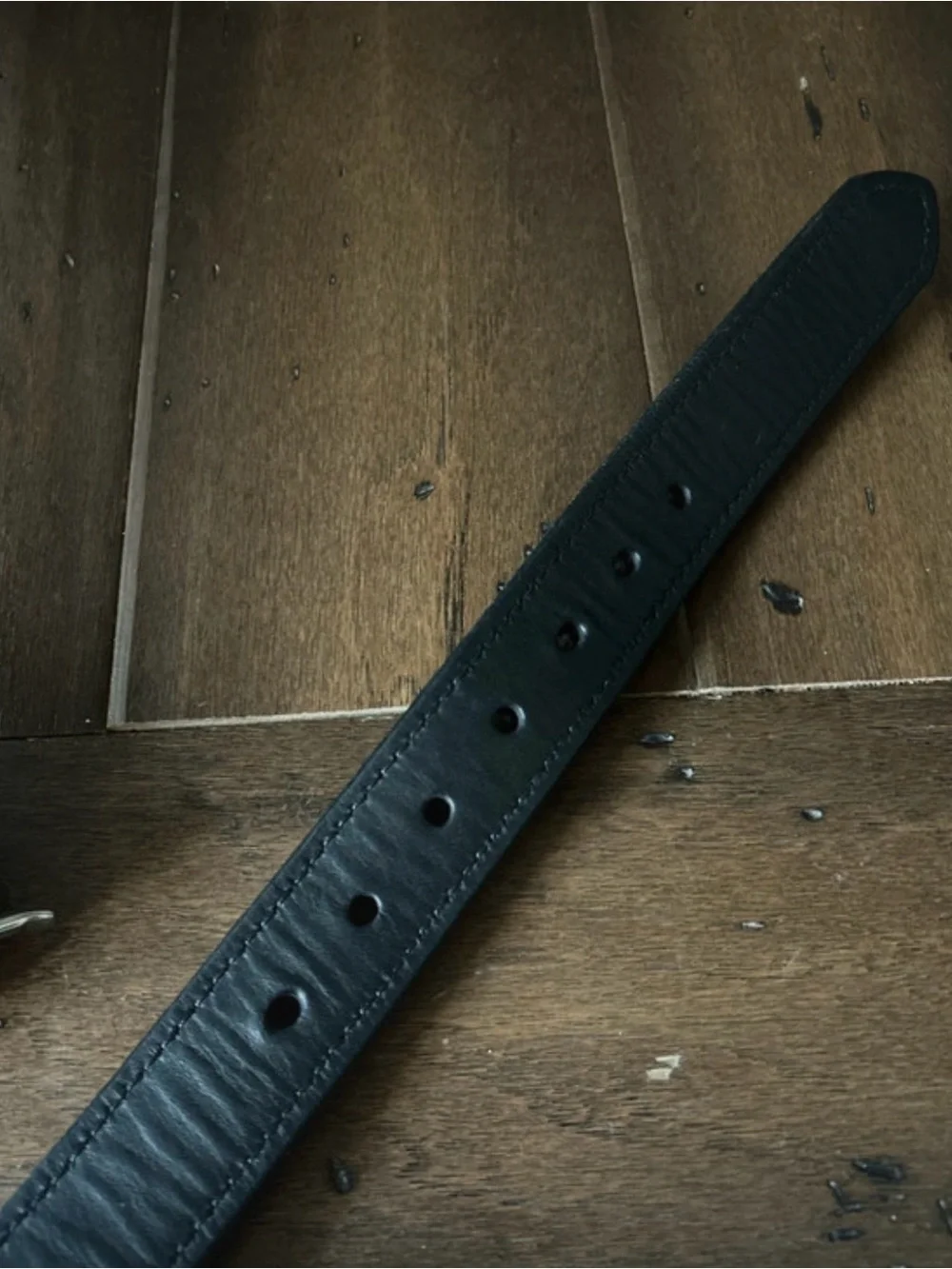 Classic Black Leather Belt with Silver Buckle
